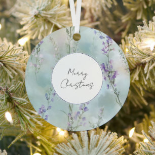 Ornement En Métal Joli Violet Lavande Florale Noël
