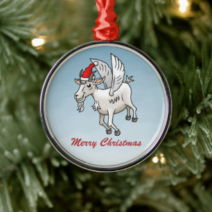 Ornement En Métal Jolie chèvre de Noël