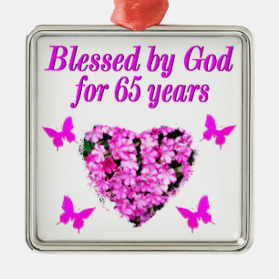 ORNEMENT EN MÉTAL JOLIE ROSE FLORALE 65E ANNIVERSAIRE CONCEPTION