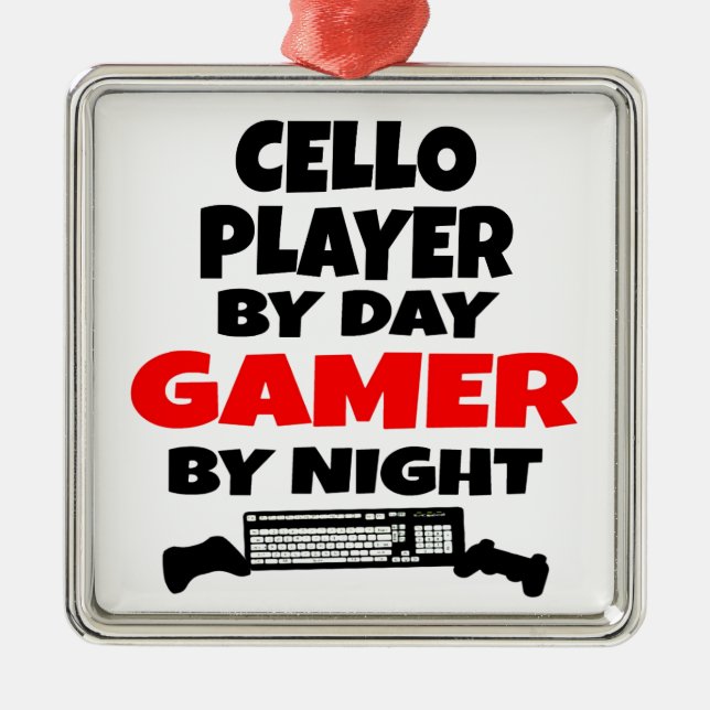 Ornement En Métal Joueur Cello par Joueur Jour par Nuit (Devant)