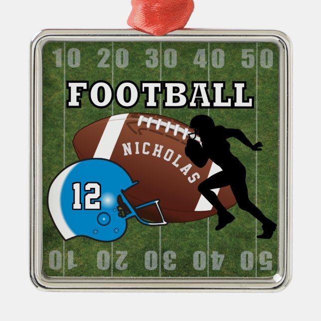 Ornement En Métal Joueur de football 🏈 et casque bleu (Devant)