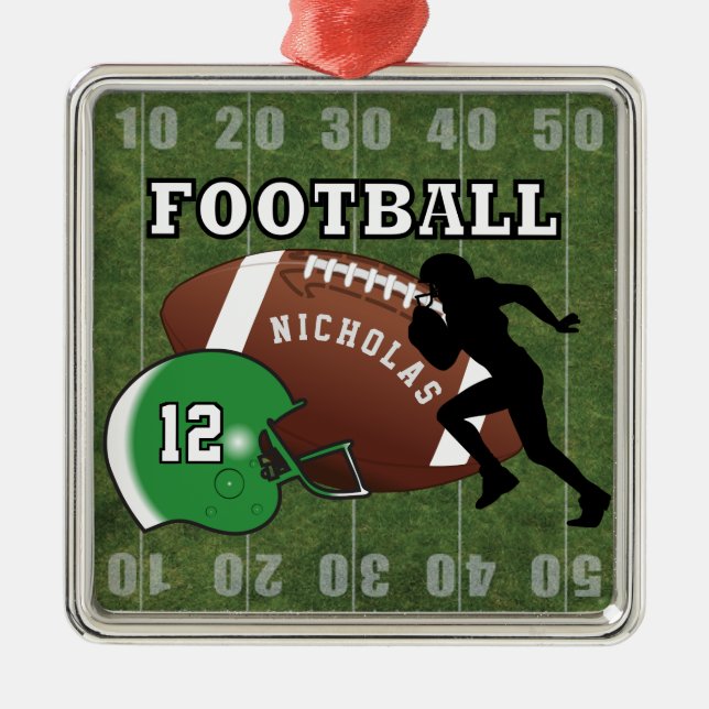 Ornement En Métal Joueur de football 🏈 et casque vert (Devant)