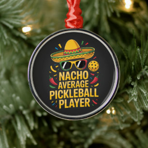 Ornement En Métal Joueur de pickleball moyen nacho