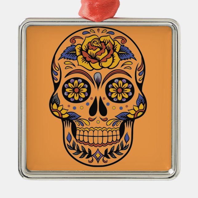 Ornement En Métal jour du crâne mexicain des morts (Devant)