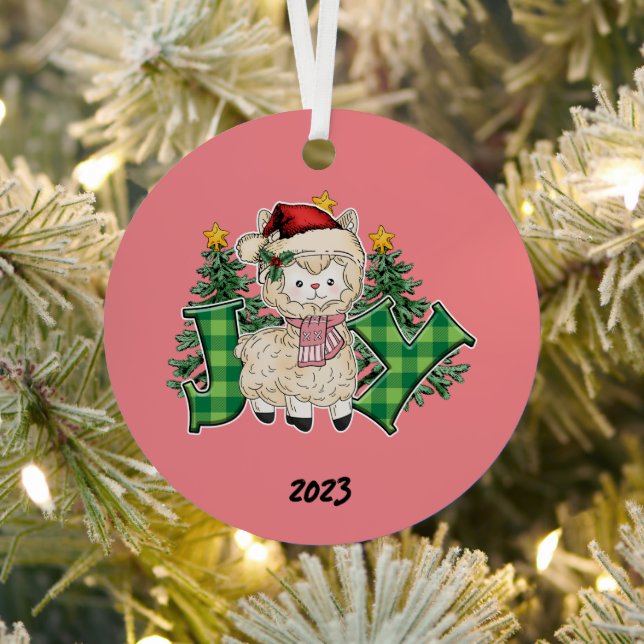 Ornement En Métal Joy Llama Christmas (Insitu)