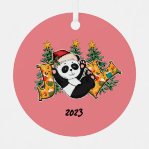 Ornement En Métal Joy Panda Bear Noël