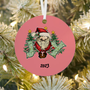 Ornement En Métal Joy Père Noël Christmas