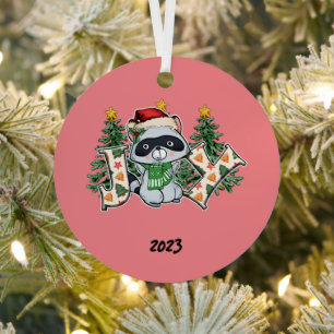 Ornement En Métal Joy Raccoon Noël