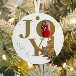 Ornement En Métal Joy Red Sparky Christmas Candles Photo