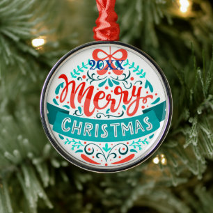 Ornement En Métal Joyeuse famille de Noël et première