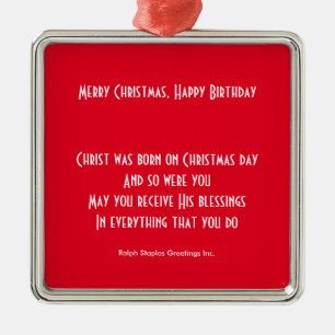 Ornement En Métal Joyeux anniversaire de Noël heureux