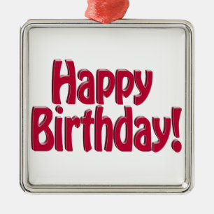 Ornement En Métal Joyeux Anniversaire HOBO Texte - Rouge