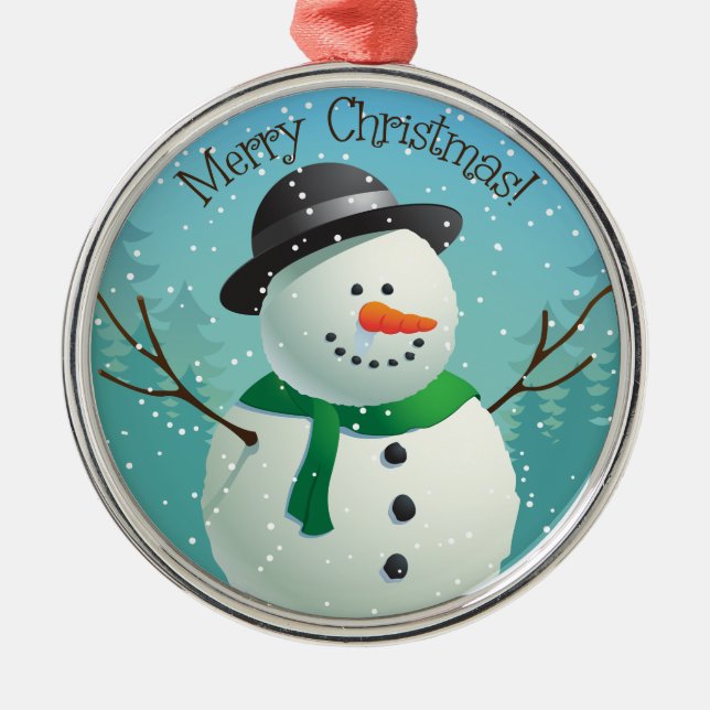 Ornement En Métal Joyeux bonhomme de neige de Noël (Devant)
