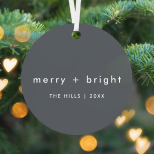 Ornement En Métal Joyeux et lumineux   Noël élégant gris charbon de 
