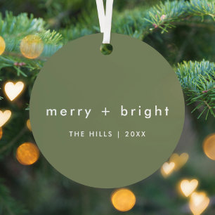 Ornement En Métal Joyeux et lumineux   Tendance Moss Green Christmas