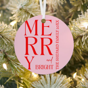 Ornement En Métal Joyeux et rouge vif Noël