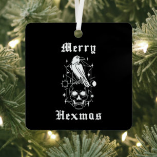 Ornement En Métal Joyeux Hexmas Sorcier Crâne Éffrayant Witchcraft