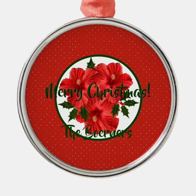 Ornement En Métal Joyeux Hibiscus de Noël Holly (Devant)