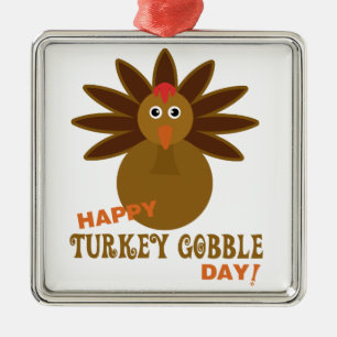 Ornement En Métal Joyeux Jour de la grogne turque Thanksgiving