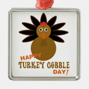 Ornement En Métal Joyeux Jour de la grogne turque Thanksgiving