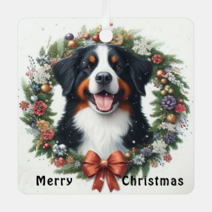 Ornement En Métal Joyeux Noël Bernese Mountain Dog Xmas