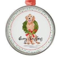 Joyeux Noël Couronne de chien Retriever doré avec 