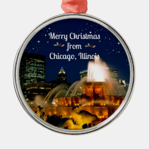 Ornement En Métal Joyeux Noël de Chicago,