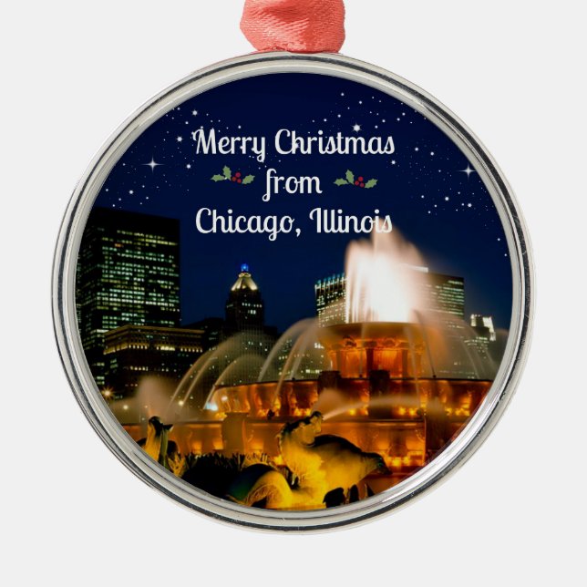 Ornement En Métal Joyeux Noël de Chicago, (Devant)