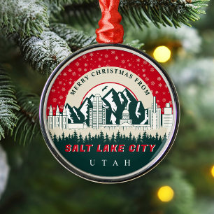 Ornement En Métal Joyeux Noël De Salt Lake City Utah Souvenirs