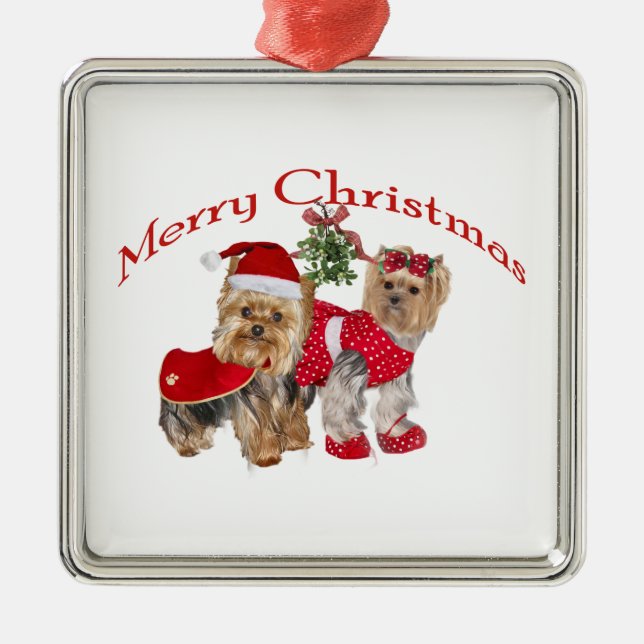 Ornement En Métal Joyeux Noël de Yorkie (Devant)
