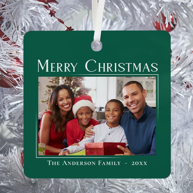 Ornement En Métal Joyeux Noël élégant élégant Famille Photo Chic (Créateur téléchargé)