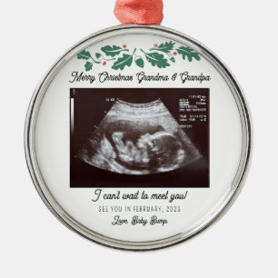 Ornement En Métal Joyeux Noël Grand-parents Grossesse Balayage bébé