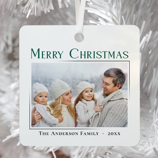 Ornement En Métal Joyeux Noël Moderne Design Famille Cadeau Photo (Créateur téléchargé)