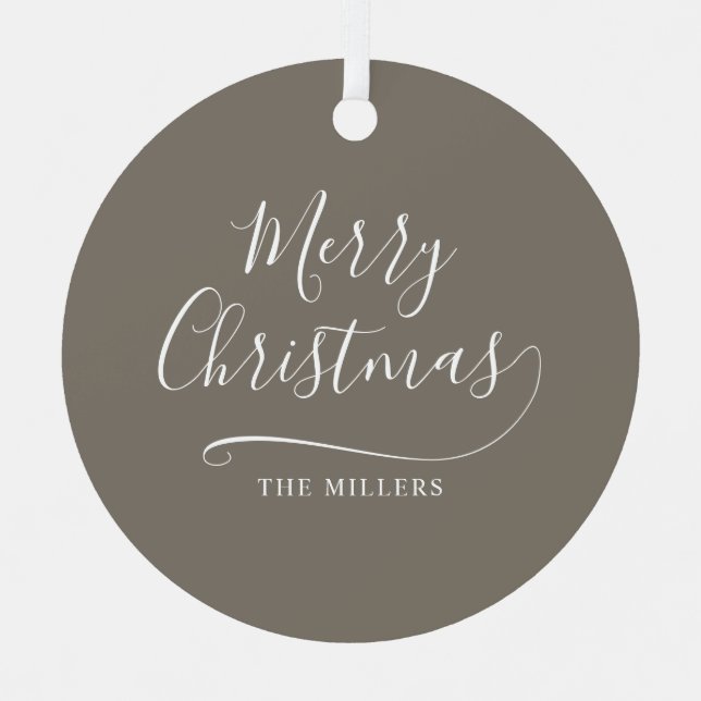 Ornement En Métal Joyeux Noël Simple Script (Recto)