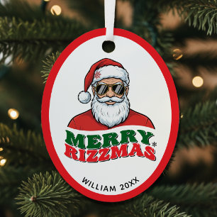 Ornement En Métal Joyeux Rizzmas Rétro Père Noël Drôle de Noël