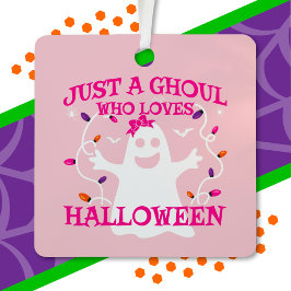 Ornement En Métal Juste Une Fille Qui Aime Halloween mignon Fantôme 