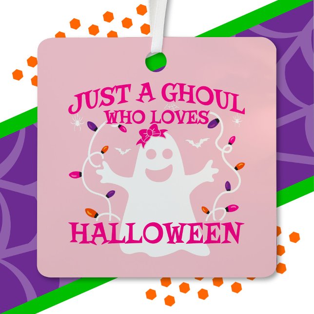 Ornement En Métal Juste Une Fille Qui Aime Halloween mignon Fantôme  (Créateur téléchargé)