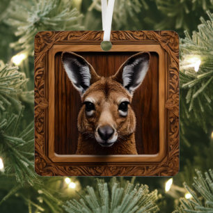 Ornement En Métal Kangaroo en bois 3D australien