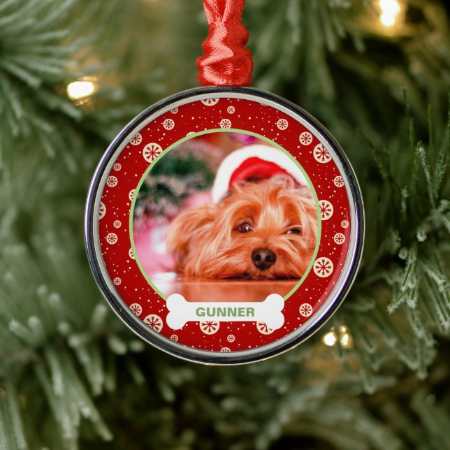 Ornement En Métal Keepsaké Chien Photo Noël Fête Personnalisée (Arbre)