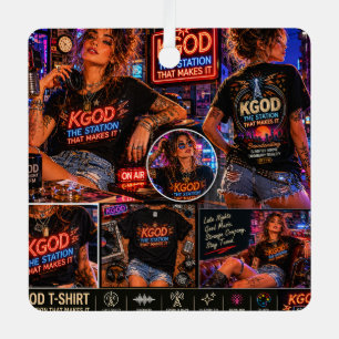 Ornement En Métal KGOD Radio Late Night