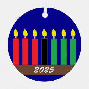 Ornement En Métal Kinara pour Kwanzaa : bleu foncé