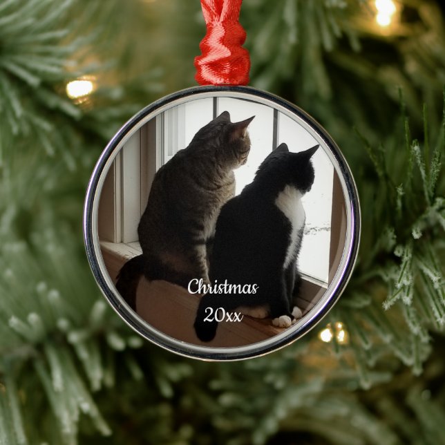 Ornement En Métal Kitty dans la fenêtre (Arbre)