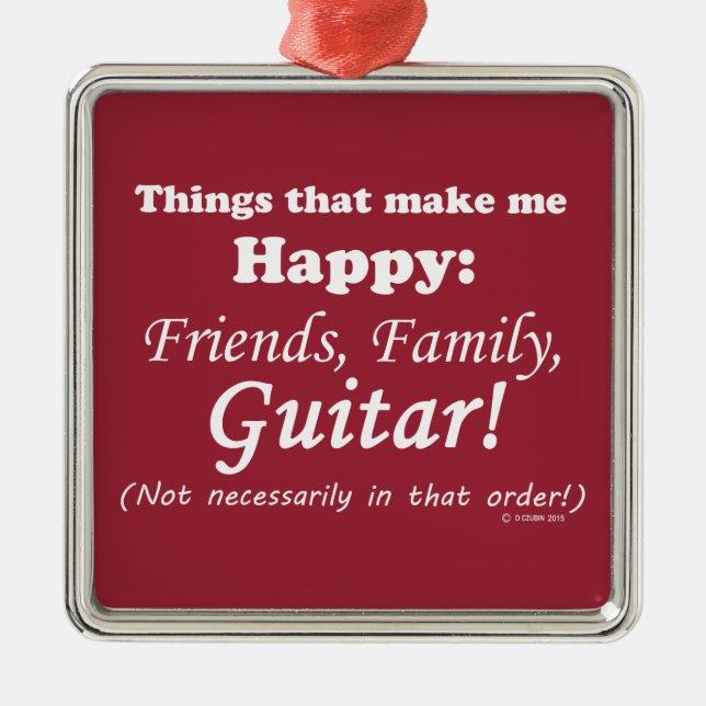 Ornement En Métal La Guitare Me Rend Heureux (Devant)