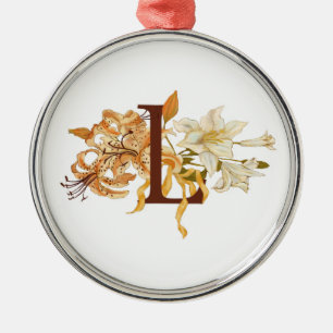 Ornement En Métal La Lettre L avec les Lilies
