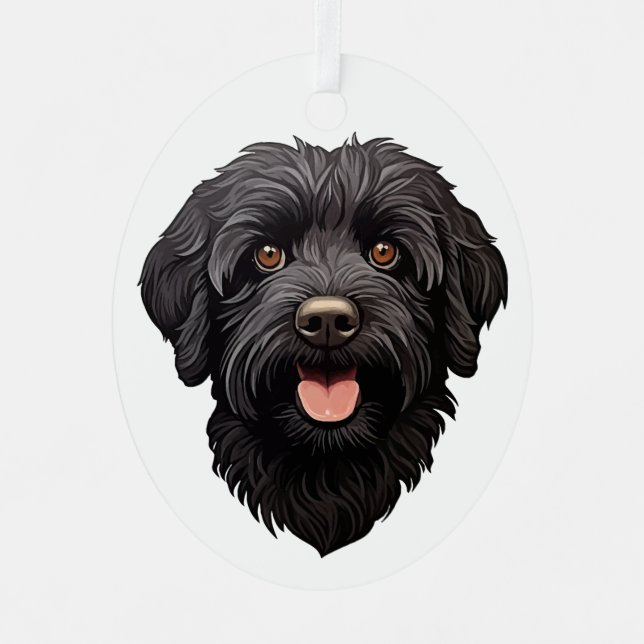 Ornement En Métal Labradoodle Chien noir (Recto)