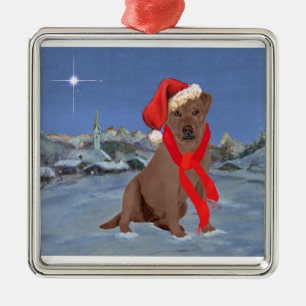 Ornement En Métal Labrador Retriever Chocolat de Noël