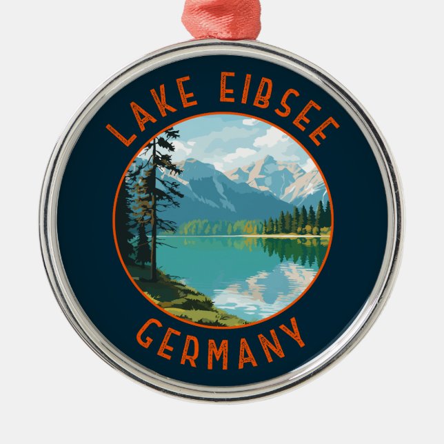 Ornement En Métal Lac Eibsee Allemagne Cercle retro désorganisé (Devant)