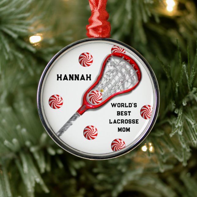 Ornement En Métal Lacrosse Maman Cadeau (Arbre)