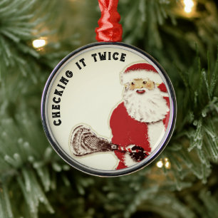 Ornement En Métal Lacrosse Santa Collectible
