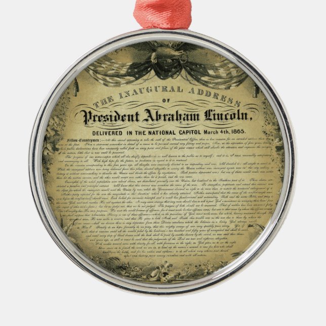Ornement En Métal L'adresse inaugurale du Président Abraham Lincoln (Devant)